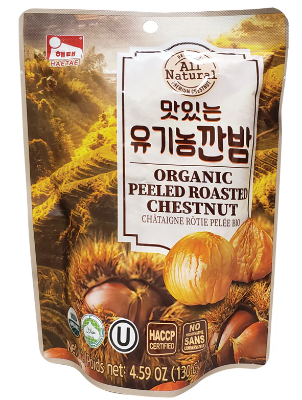 ORGANIC ROASTED CHESTNUT 4.59oz x 3pack, 해태 맛있는 유기농 깐밤 130g x 3팩
