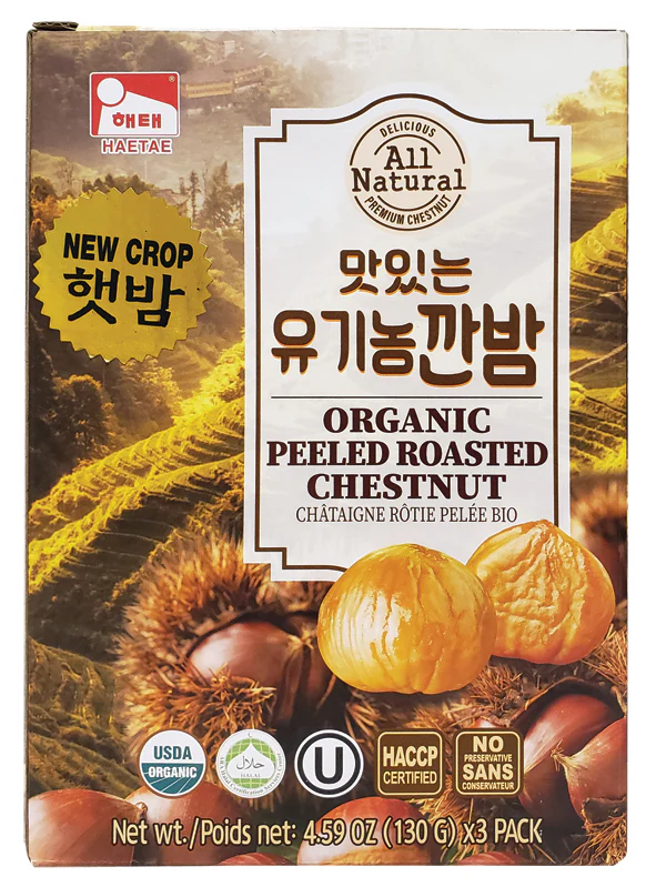 ORGANIC ROASTED CHESTNUT 4.59oz x 3pack, 해태 맛있는 유기농 깐밤 130g x 3팩 - Image 2