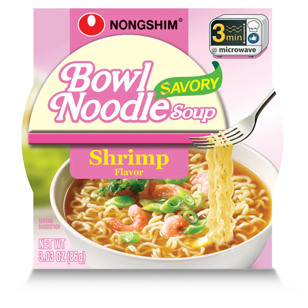 NongShim Bowl Noodle Soup Savory Shrimp Box 3.03oz x 12, 농심 사발면 새우맛 86g x 12 - Image 2
