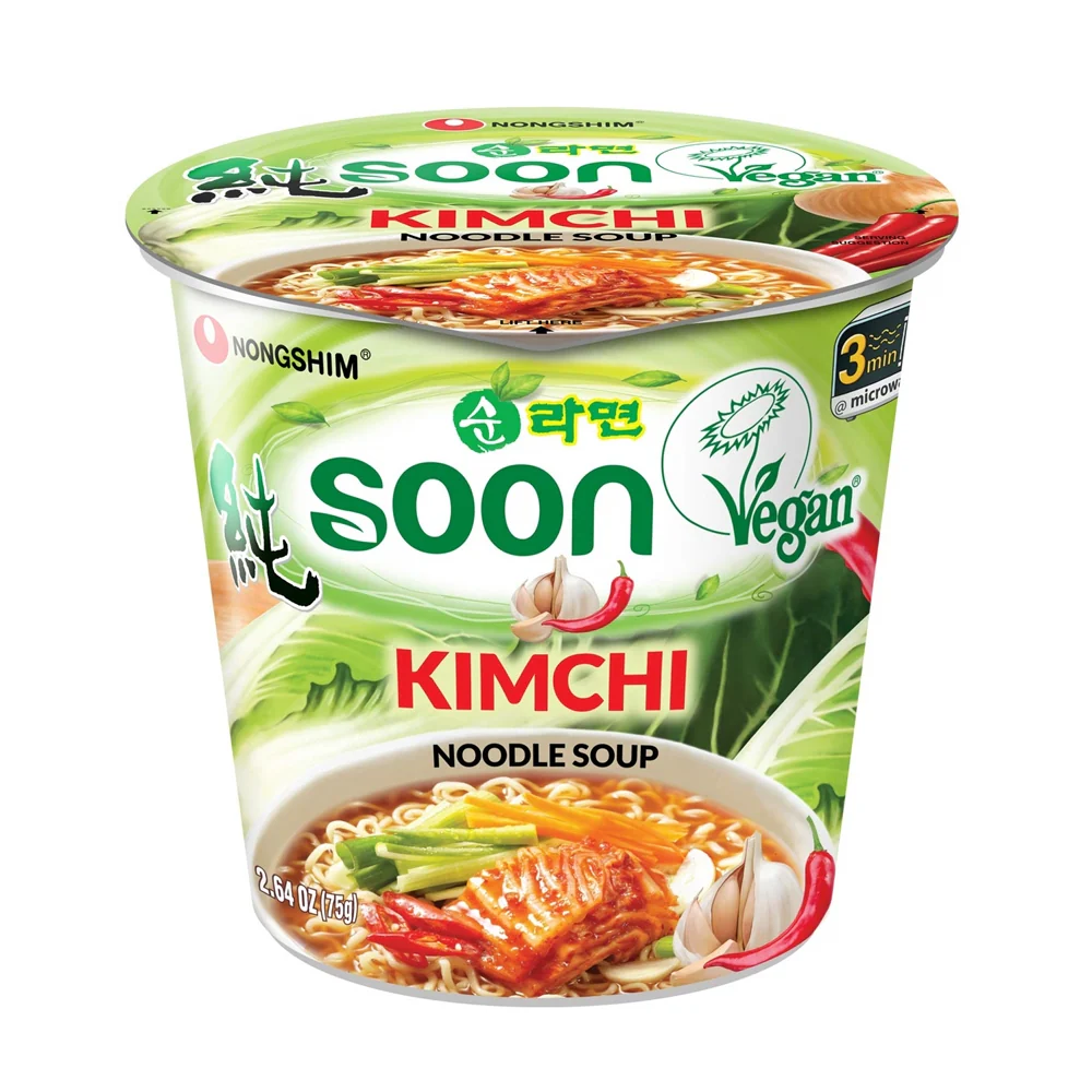 NongShim Soon Kimchi Noodle Soup Ramyun Cup 2.64oz x 6/ 농심 순라면 김치 컵 75g x 6 - Image 2