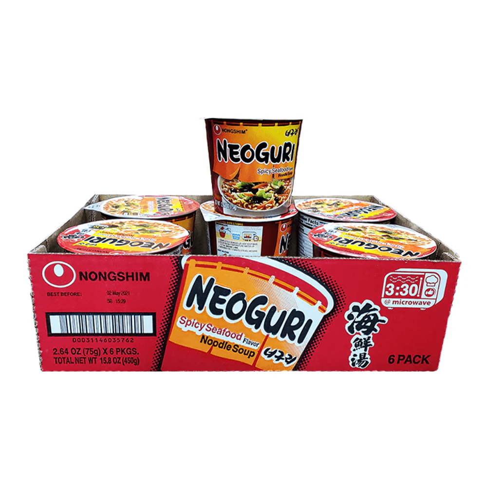 NongShim Neoguri SPICY Cup Box 2.64oz x 6, 농심 너구리 매운맛 컵 75g x 6 - Image 4