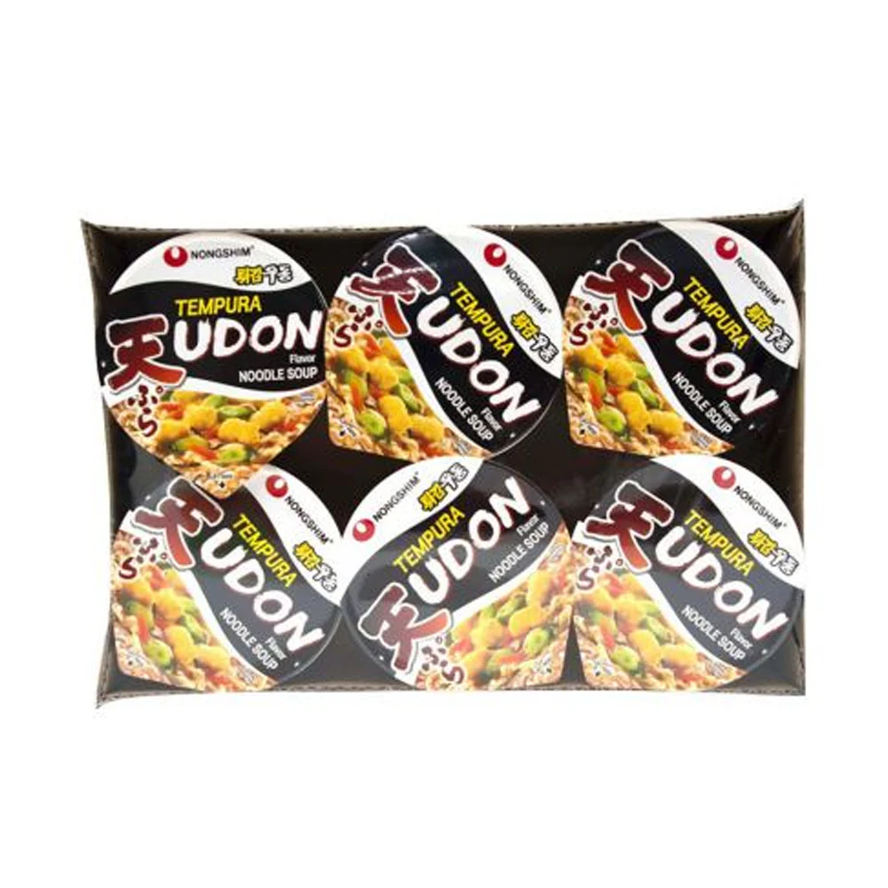 Nongshim Tempura Udon Noodle Soup Cup Ramyun 2.64oz x 6, 농심 튀김 우동 컵 75g X 6