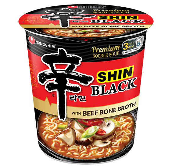 NongShim Shin Ramyun Black Cup 2.64oz x 6, 농심 신라면 블랙 컵 75g x 6 - Image 2