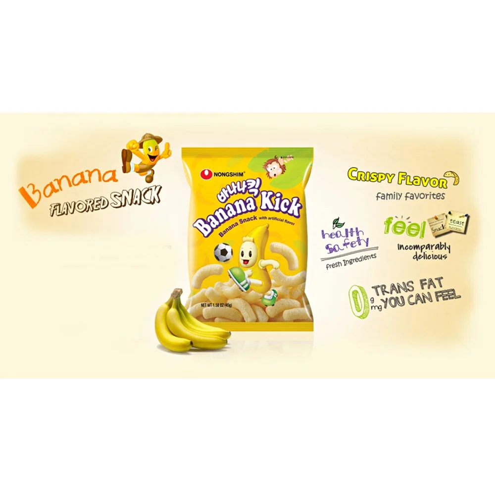 NongShim Banana Kick Snack Big Size 6.34oz, 농심 바나나킥 패밀리팩 대용량 180g - Image 3