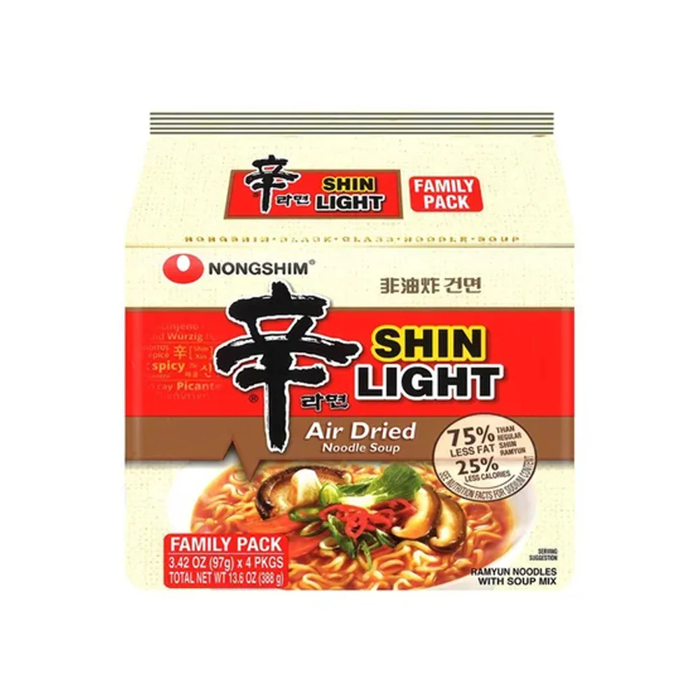 NongShim Shin Light Air Dried Noodles Soup 3.42oz x 4, 농심 신라면 건면 97g x 4