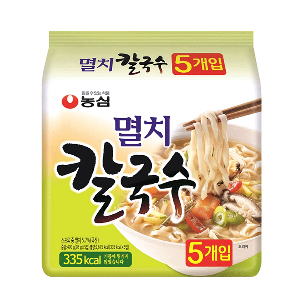 NongShim Anchovy Kal Guk Soo 3.45oz x 5, 농심 멸치칼국수 98g x 5