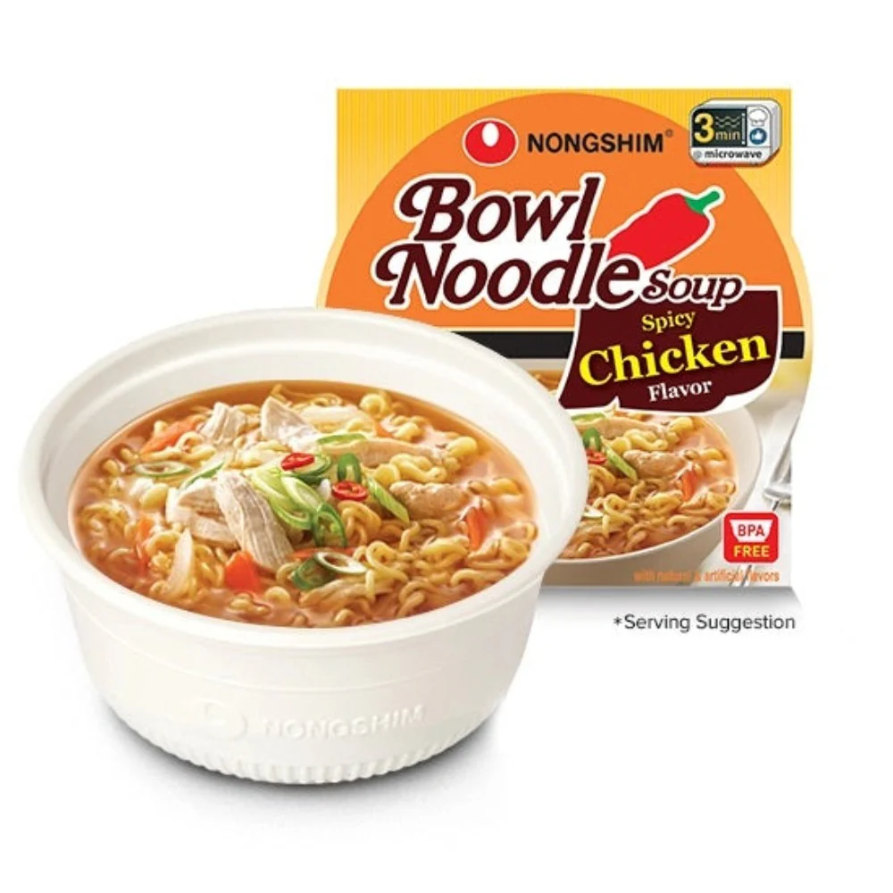NongShim Bowl Noodle Soup Spicy Chicken Box 3.03oz x 12, 농심 사발면 매운 치킨맛 86g x 12 - Image 2
