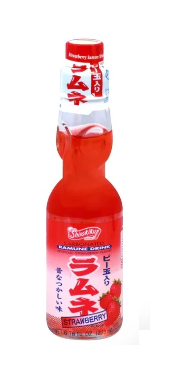 SHIRAKIKU RAMUNE DRINK STRAWBERRY FLAVOR 200ml, 시라기꾸 라무네 딸기맛 200ml