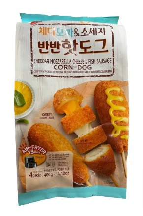 [Local Only ] CHEDDAR MOZZAR FHISH CORN-DOG 400g, 왕 체다모짜 소세지 반반 핫도그 400g