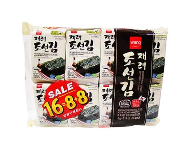 WANG SEASONED SEAWEED 4g x 16pk 왕 재래 조선 도시락김 4g x 16팩