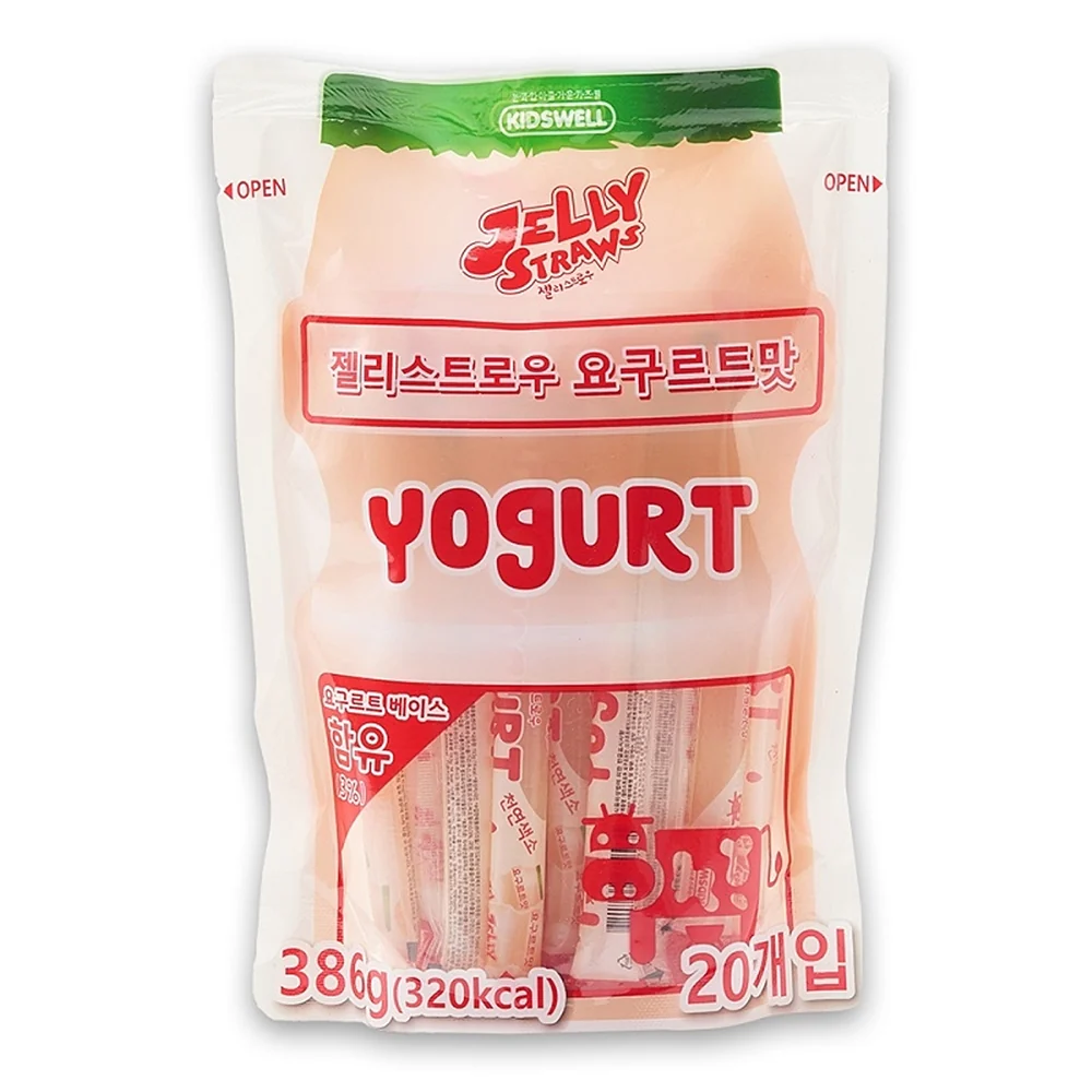 Kidswell Jelly Straw Yogurt 20 Ct, 키즈웰 젤리 스트로우 요구르트맛 386g