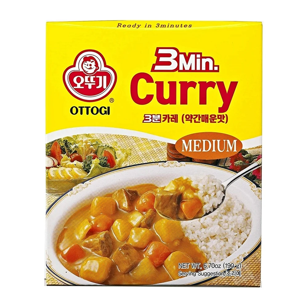 Ottogi 3Min. Curry Sauce MEDIUM 6.7oz, 오뚜기 3분 카레 약간매운맛 190g