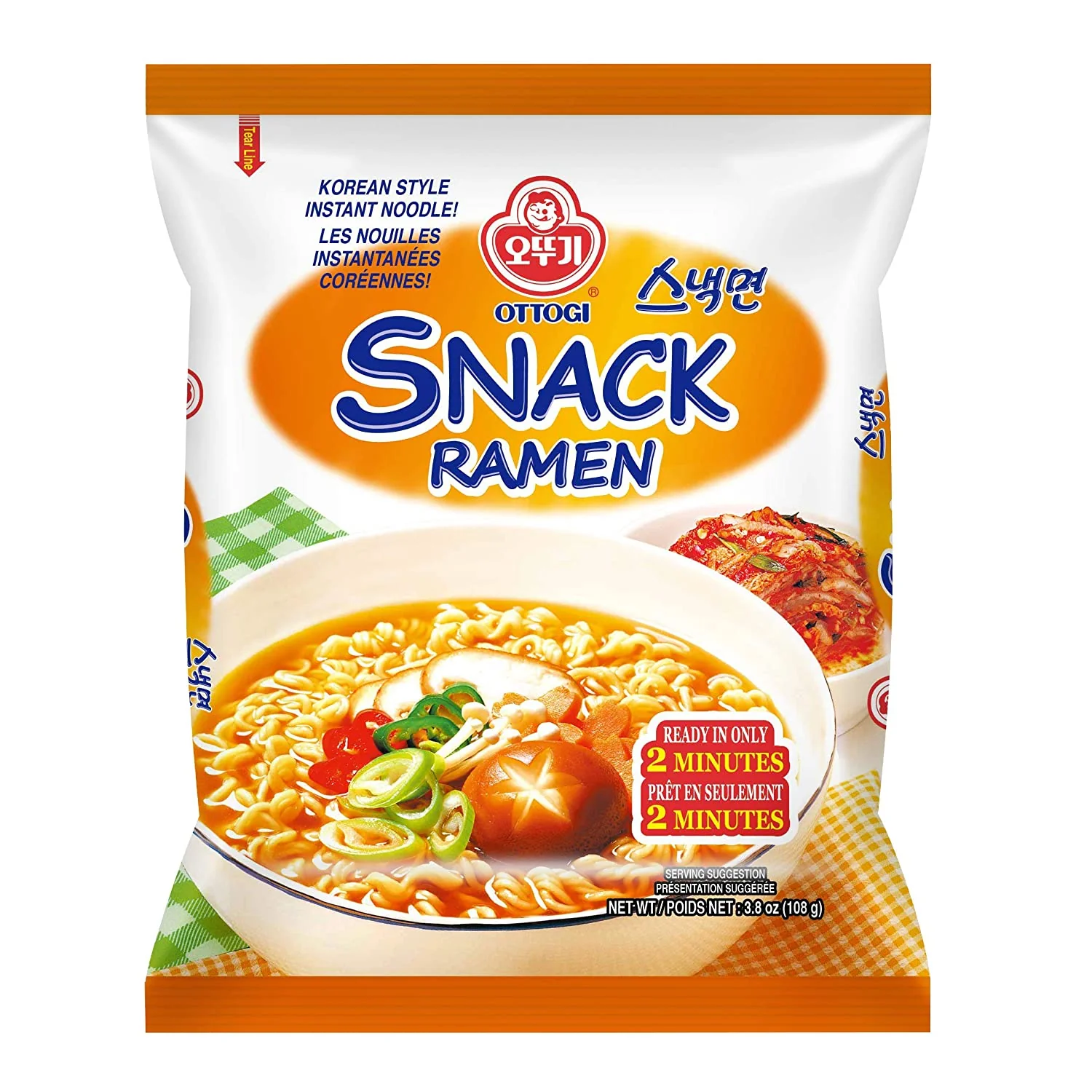 Ottogi Snack Ramen 3.8oz x 5, 오뚜기 스낵면 108g x 5 - Image 2