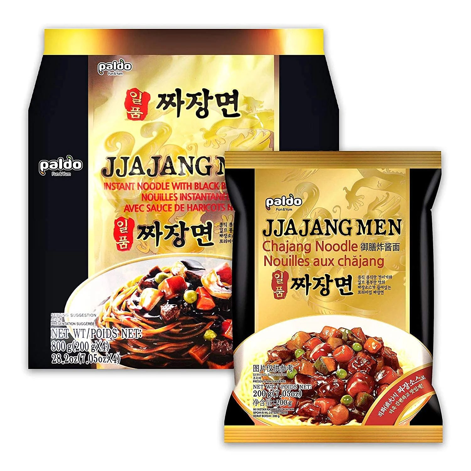 Paldo Ilpoom Jjajang Noodle Ramyun 7.05oz x 4, 팔도 일품 짜장면 200g x 4