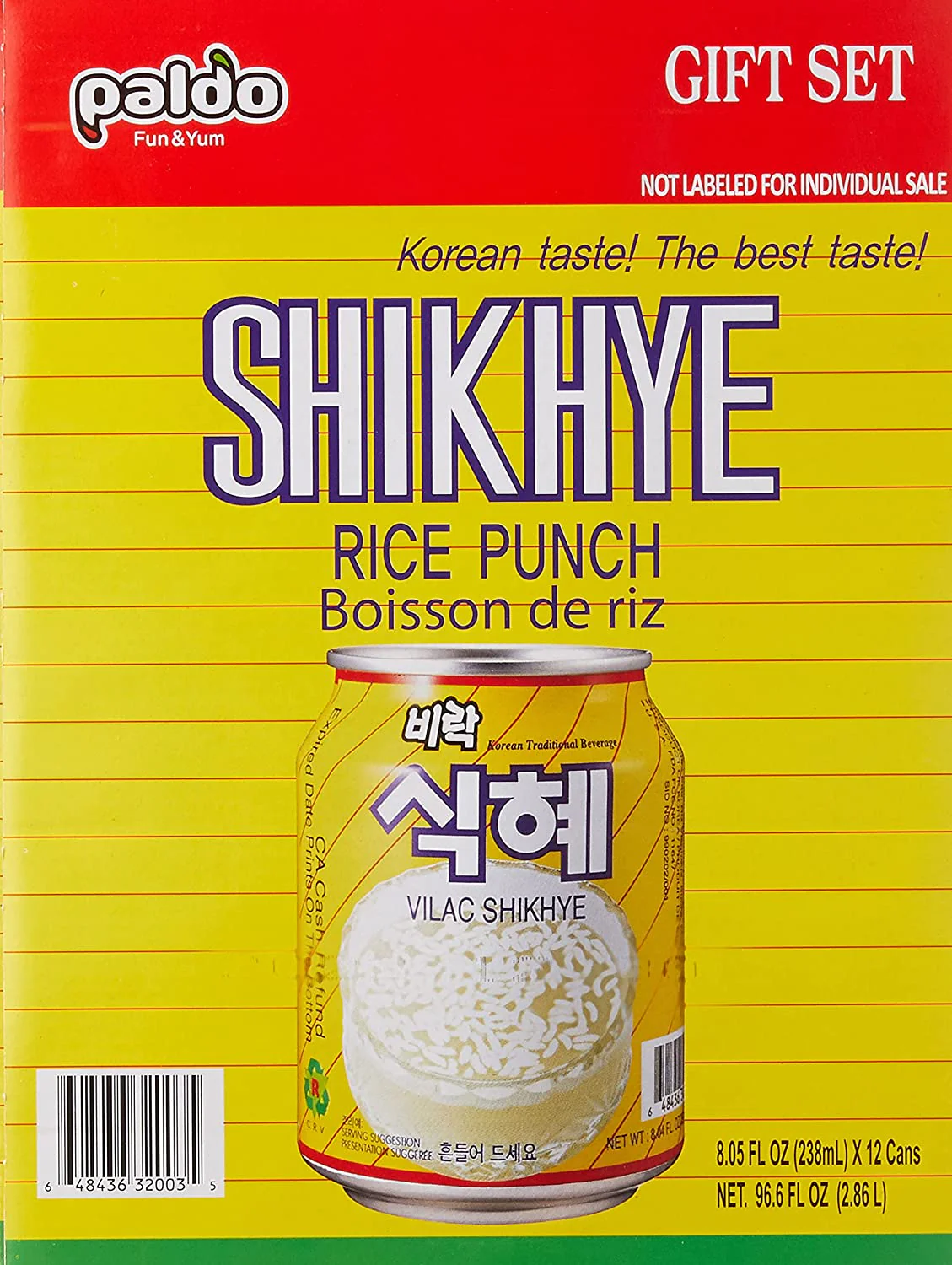 Paldo Shikhye Rice Punch 8.05fl.oz x 12, 팔도 비락 식혜 238ml X 12