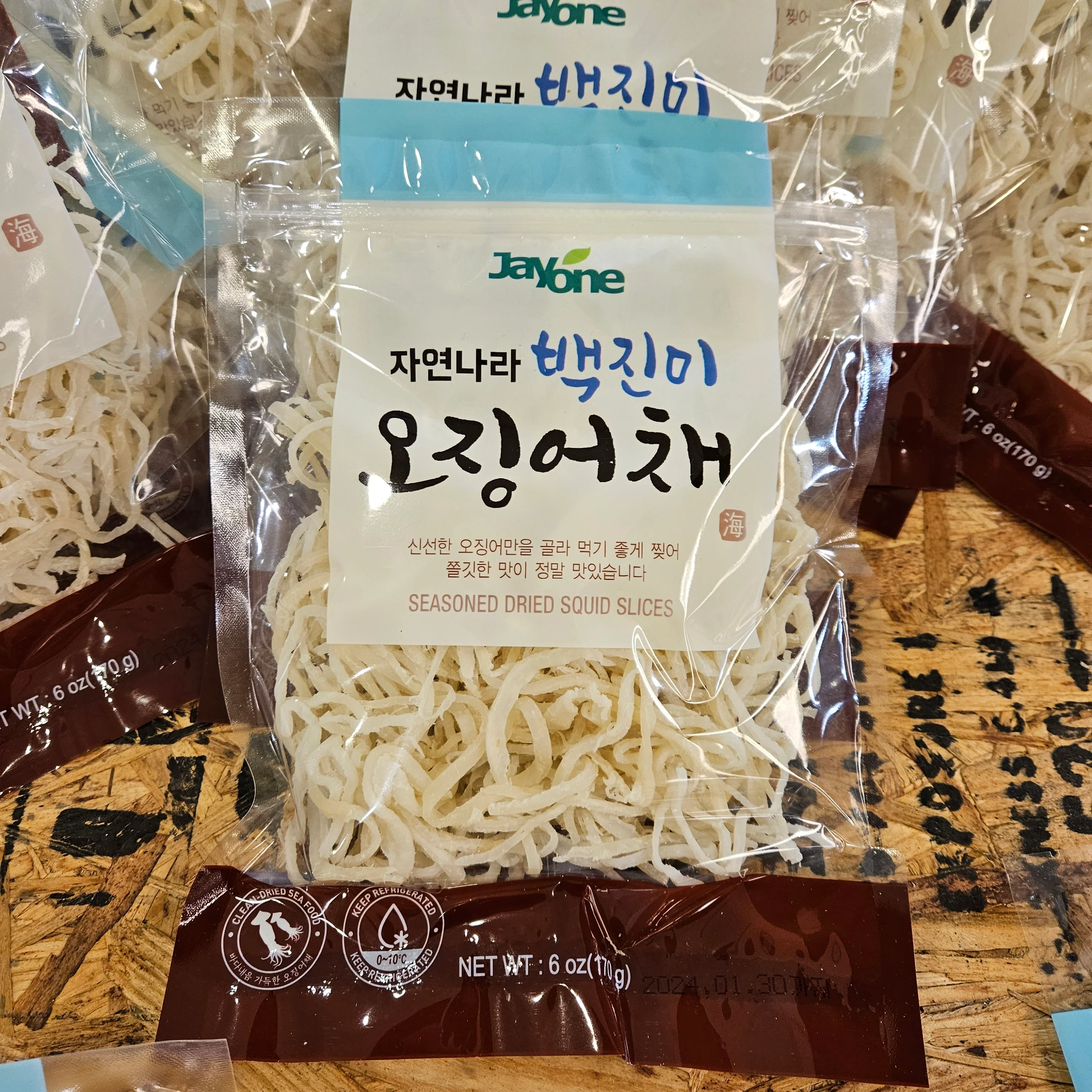 SEASONED DRIED SQUID SLICES 6oz, 자연나라 백진미 오징어채 170g