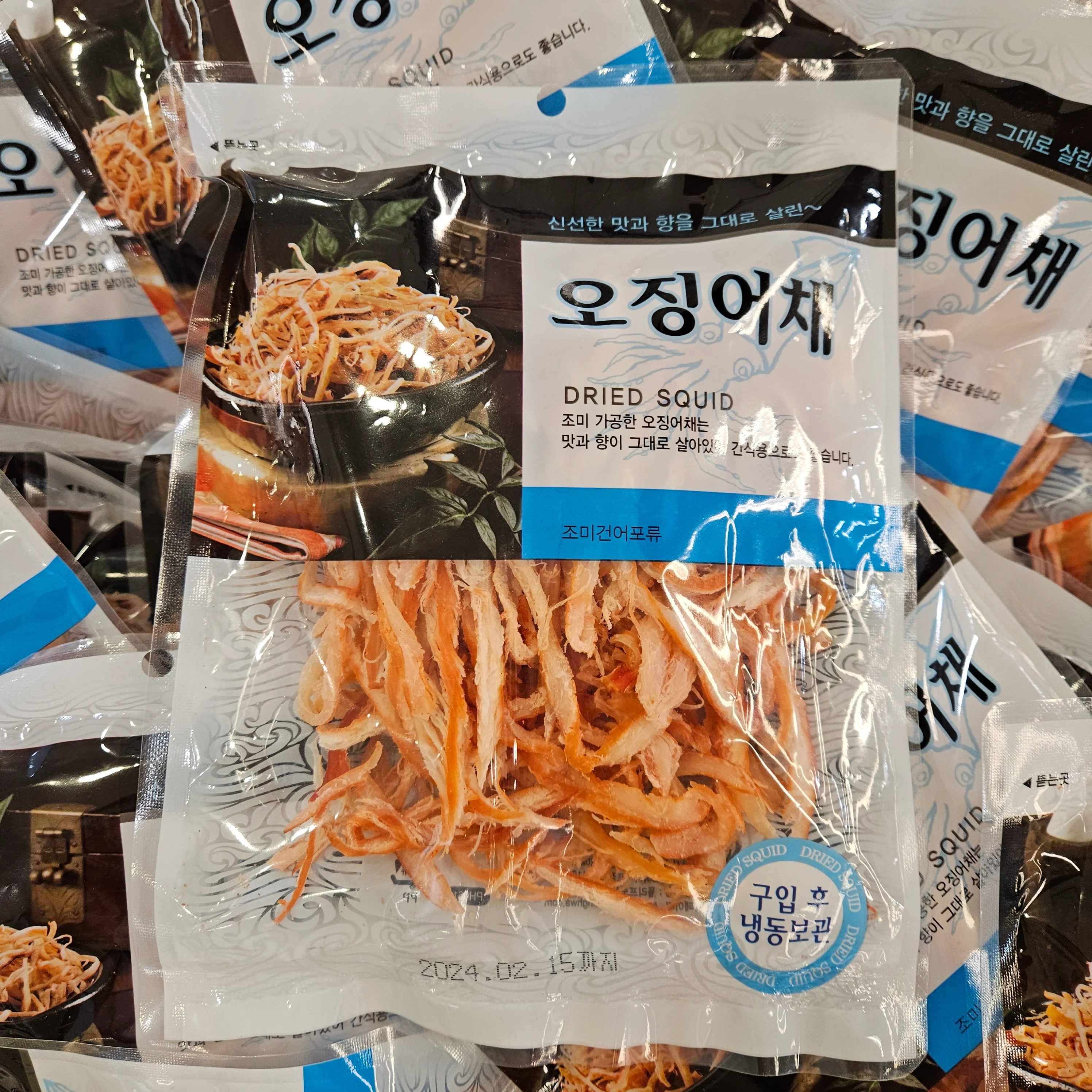 SEASONED DRIED SQUID SLICES 6oz, 홍진미 오징어채170g