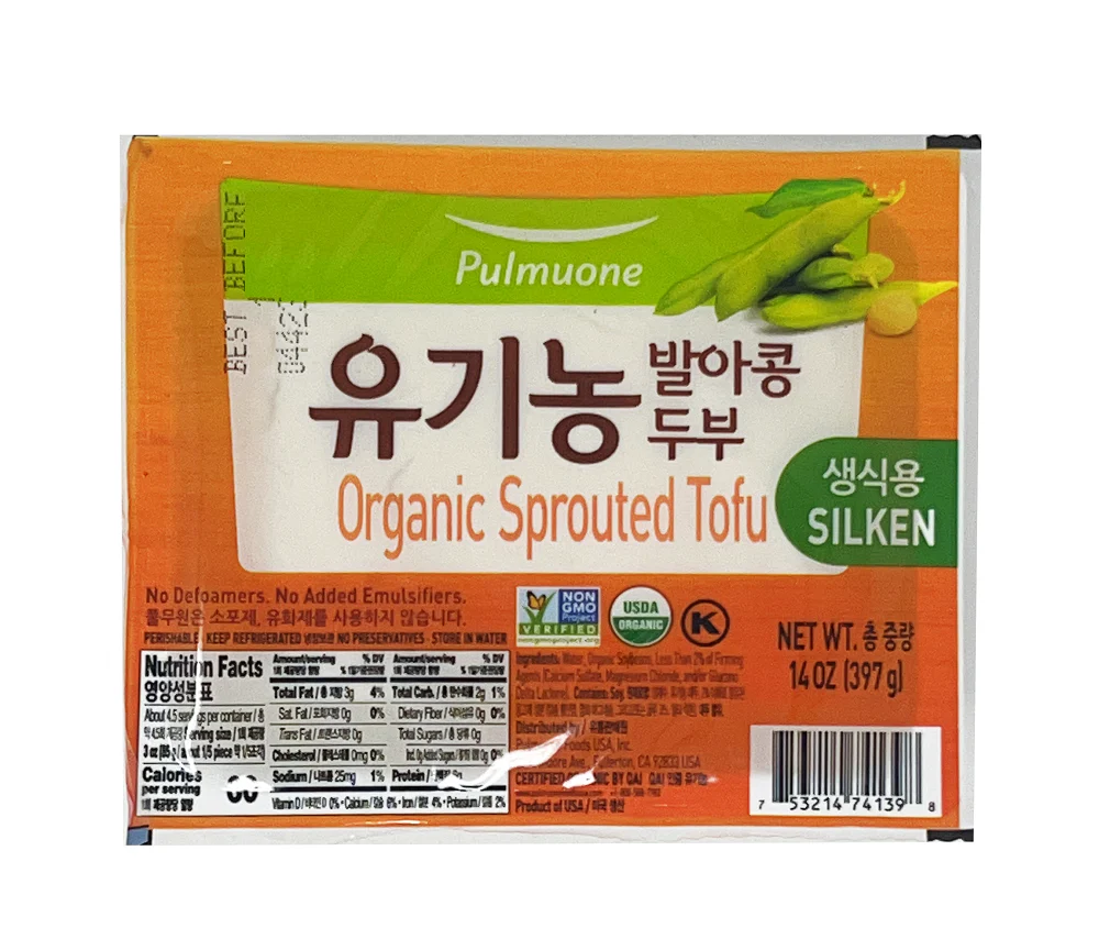 [Local only] PMO ORG SPROUTED TOFU SILKEN 14oz, 풀무원 유기농 발아콩 두부 생식용 14oz