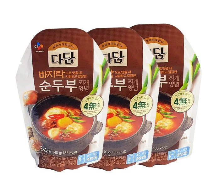 [Mega Fresh] CJ DADAM SOFT SEASONING MIX 140g x 3pk, CJ 다담 바지락 순두부 찌개양념 140g x 3팩