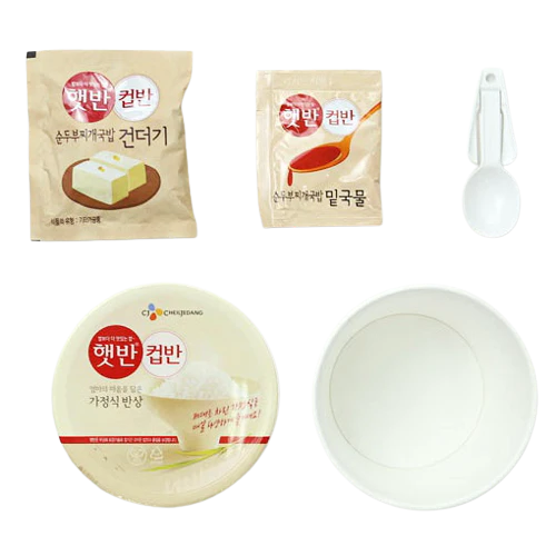 CJ Hetbahn Cupbahn Cooked White Rice with Soft Tofu Stew 6.11oz, CJ 햇반 컵반 순두부 찌개 국밥 173g - Image 3