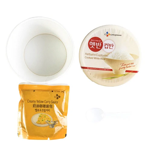 CJ Hetbahn Cupbahn Cooked White Rice with Creamy Yellow Curry Sauce 9.88oz, CJ 햇반 컵반 옐로우 크림 커리 덮밥 280g - Image 3