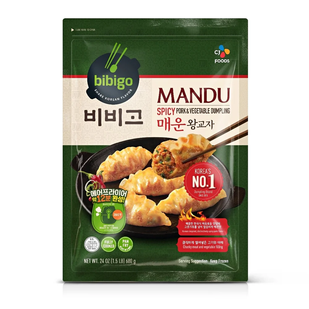 [Local Only] CJ Bibigo Mandu Spciy Pork & Vegetable Dumpling 24oz, 비비고 매운 왕교자 680g