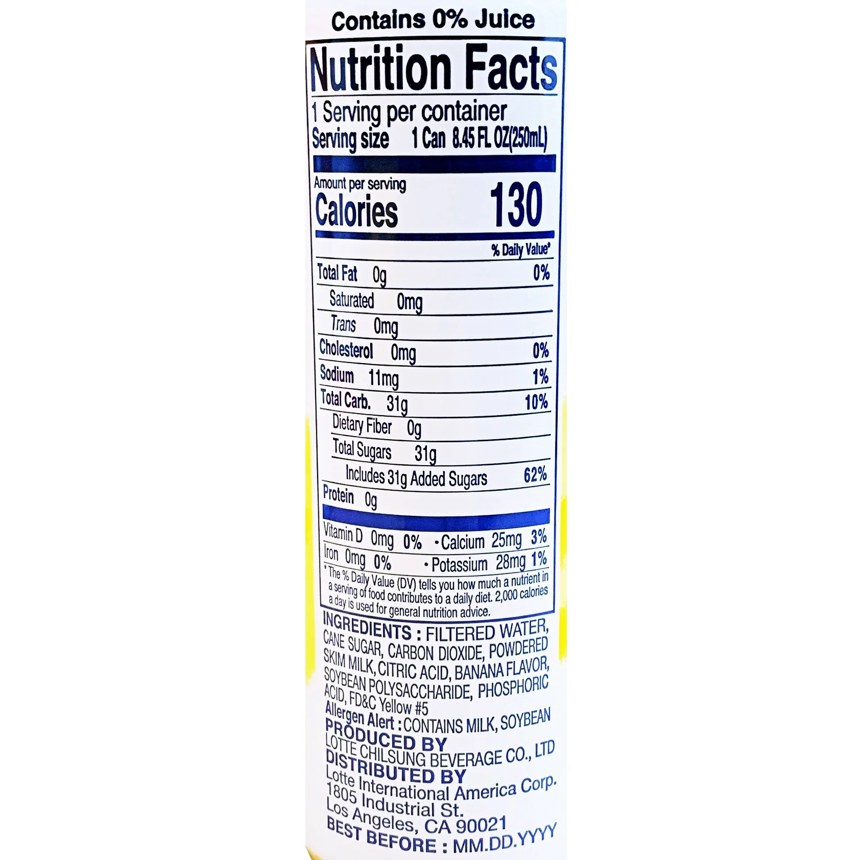 Lotte Milkis Banana 8.45fl.oz x 6, 롯데 밀키스 바나나 250ml x 6 - Image 3