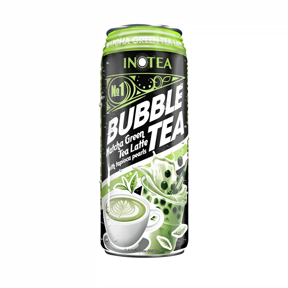 Inotea Bubble Tea Matcha Green Tea Latte 16.6fl.oz, 버블티 마차그린라떼 490ml
