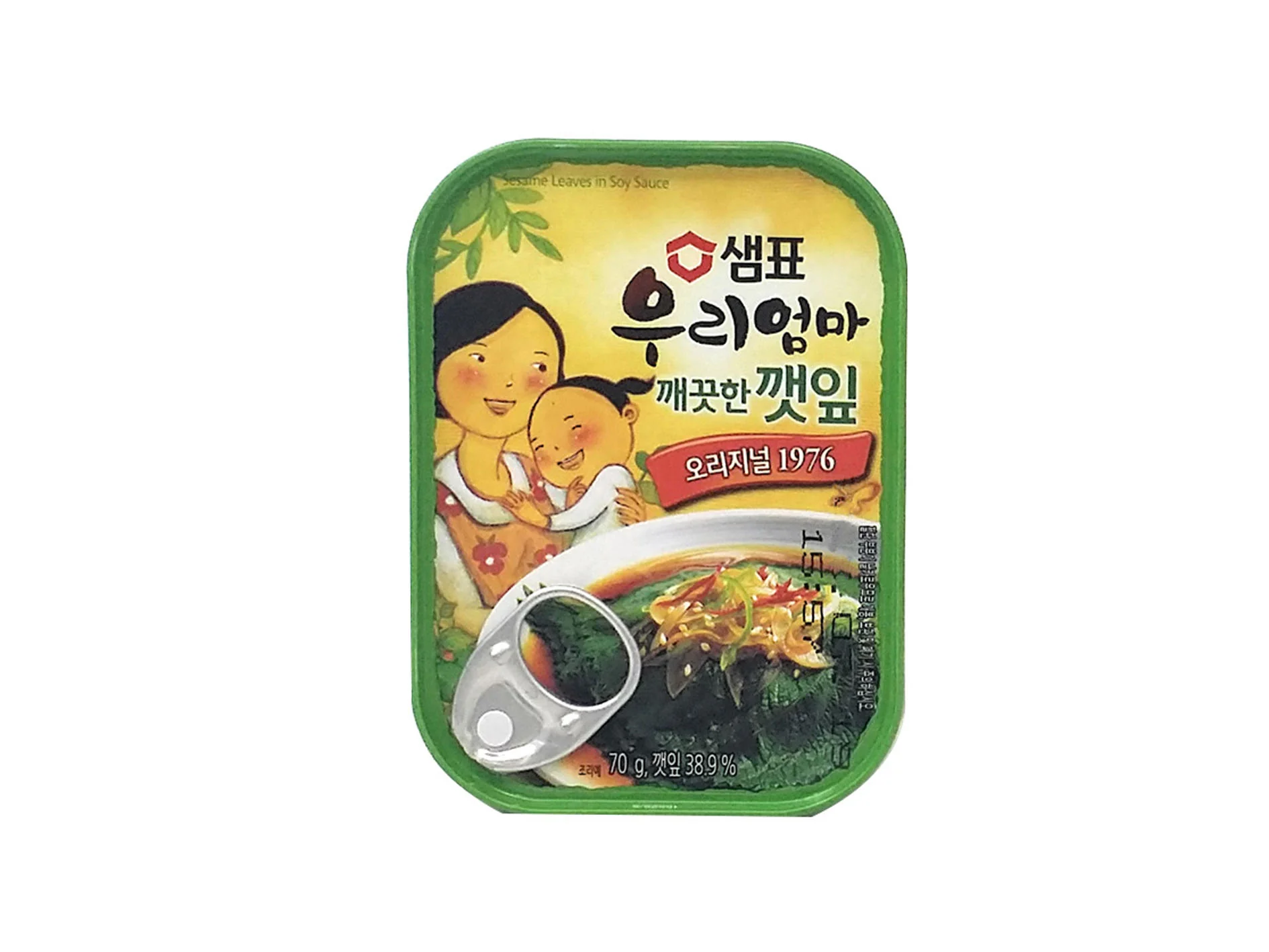 Sempio Canned Pickled Perilla Leaves In Soy Sauce 2.47oz 샘표 우리엄마 깨끗한 깻잎 70g