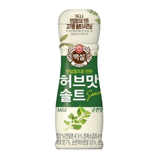 CJ Beksul Seasoning Herb Mixed Sea Salt MILD 1.76oz, CJ 백설 허브맛 솔트 소금 순한맛 50g