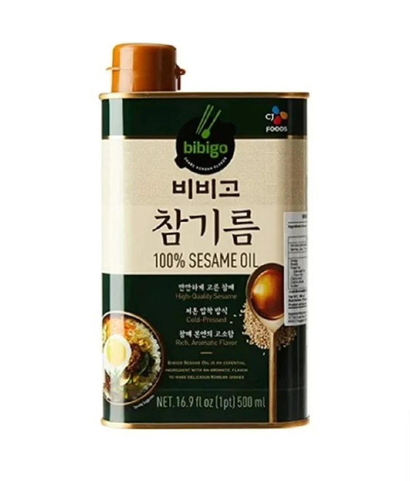 CJ BIBIGO 100 SESAME OIL 500ml , 비비고 참기름 캔 500ml