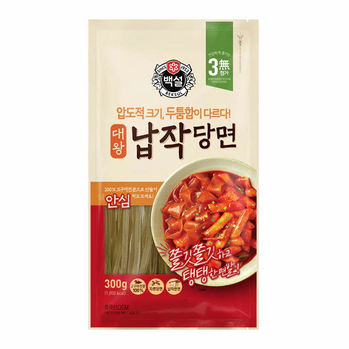 BEKSUL KOREAN GLASS NOODLE 300g, 백설 대왕 납작당면 300g