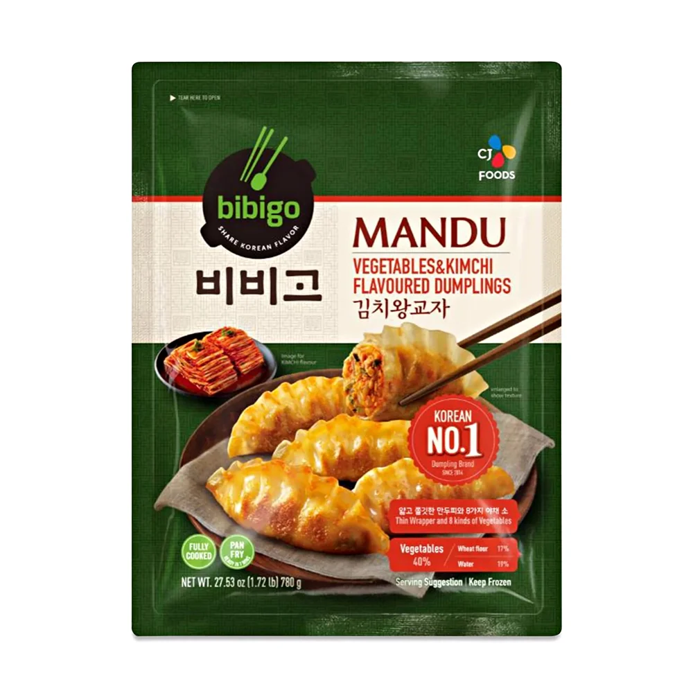 [Local Only] CJ Bibigo Mandu Vegetable & Kimchi Dumpling 27.53oz, 비비고 김치왕교자 780g