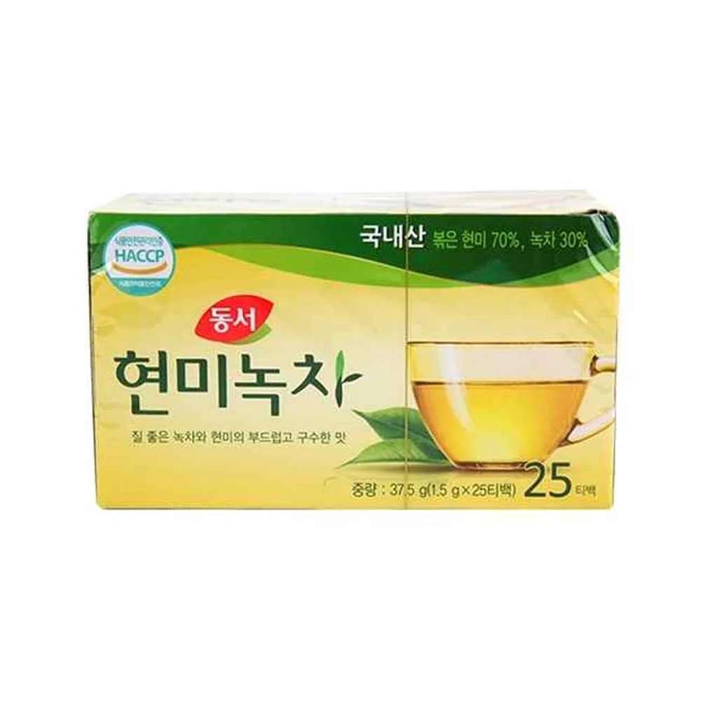 Dongsuh Brown Rice Green Tea 0.05oz X 25 동서 현미녹차 1.5g X 25