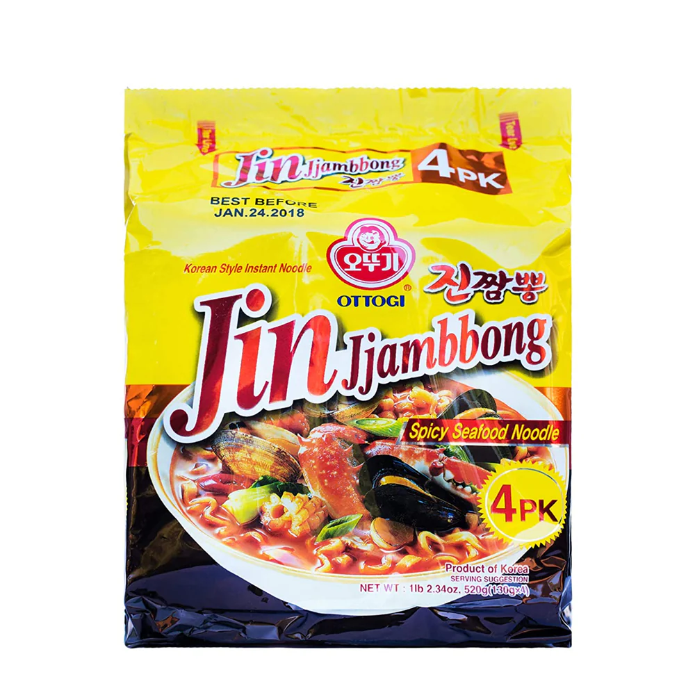 Ottogi Jin Jjambbong Ramyun 4.58oz x 4/ 오뚜기 진짬뽕 130g x 4