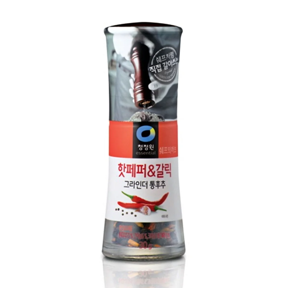 Chung Jung One Pepper Grinder Hot & Garlic 1.06oz, 청정원 핫페퍼 & 갈릭 그라인더 통후추 30g