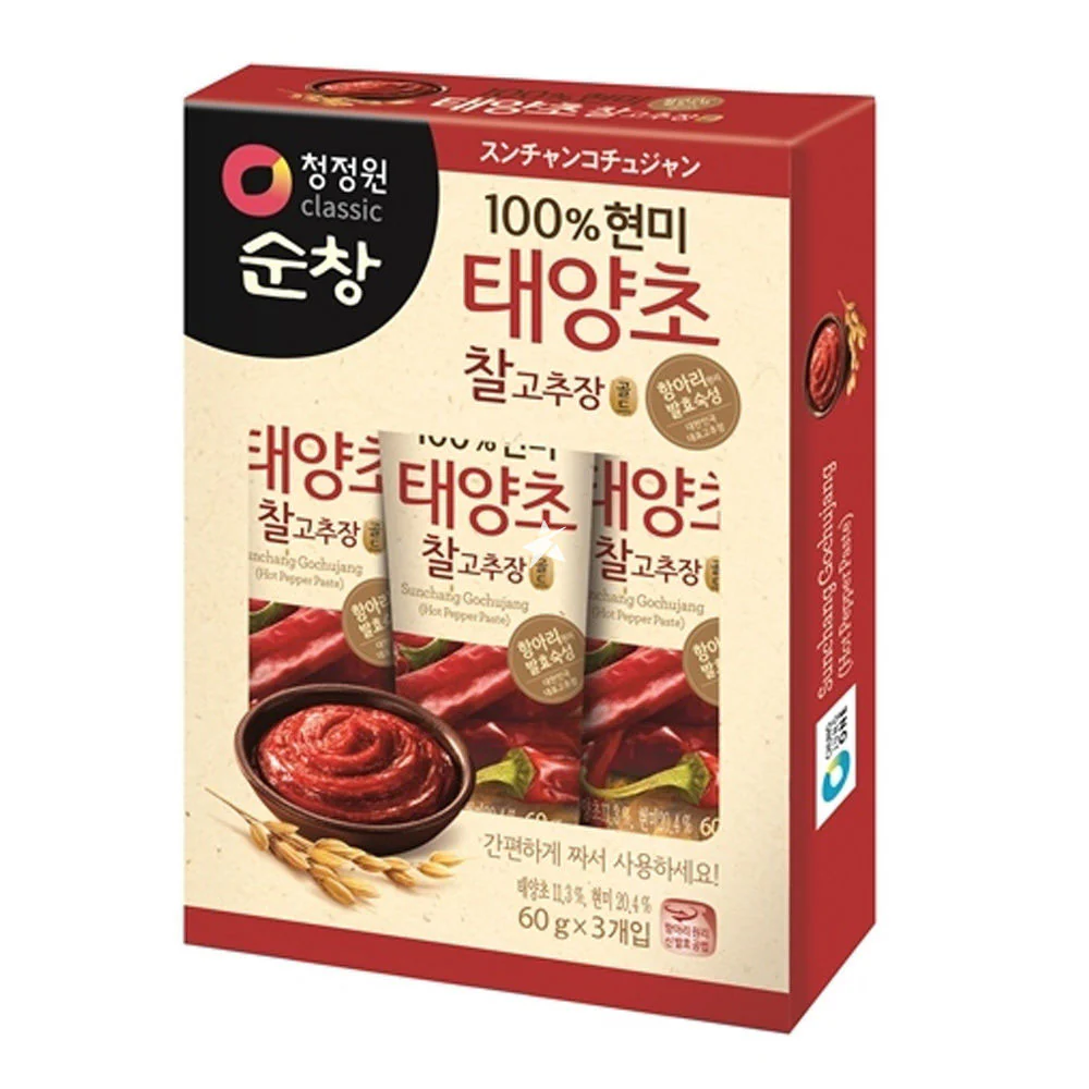 Chung Jung One Hot Pepper Paste 2.12oz X 3 청정원 순창 태양초 찰고추장 60g X3