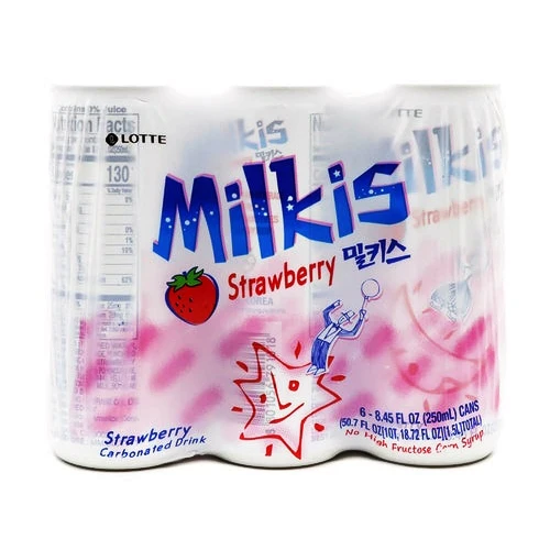 Lotte Milkis Strawberry 8.45fl.oz x 6, 롯데 밀키스 딸기 250ml x 6