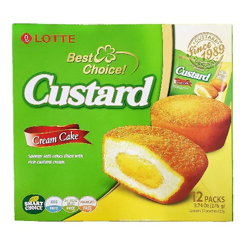 Lotte Custard Cream Cake 12 packs, 롯데 커스타드 276g - Image 2