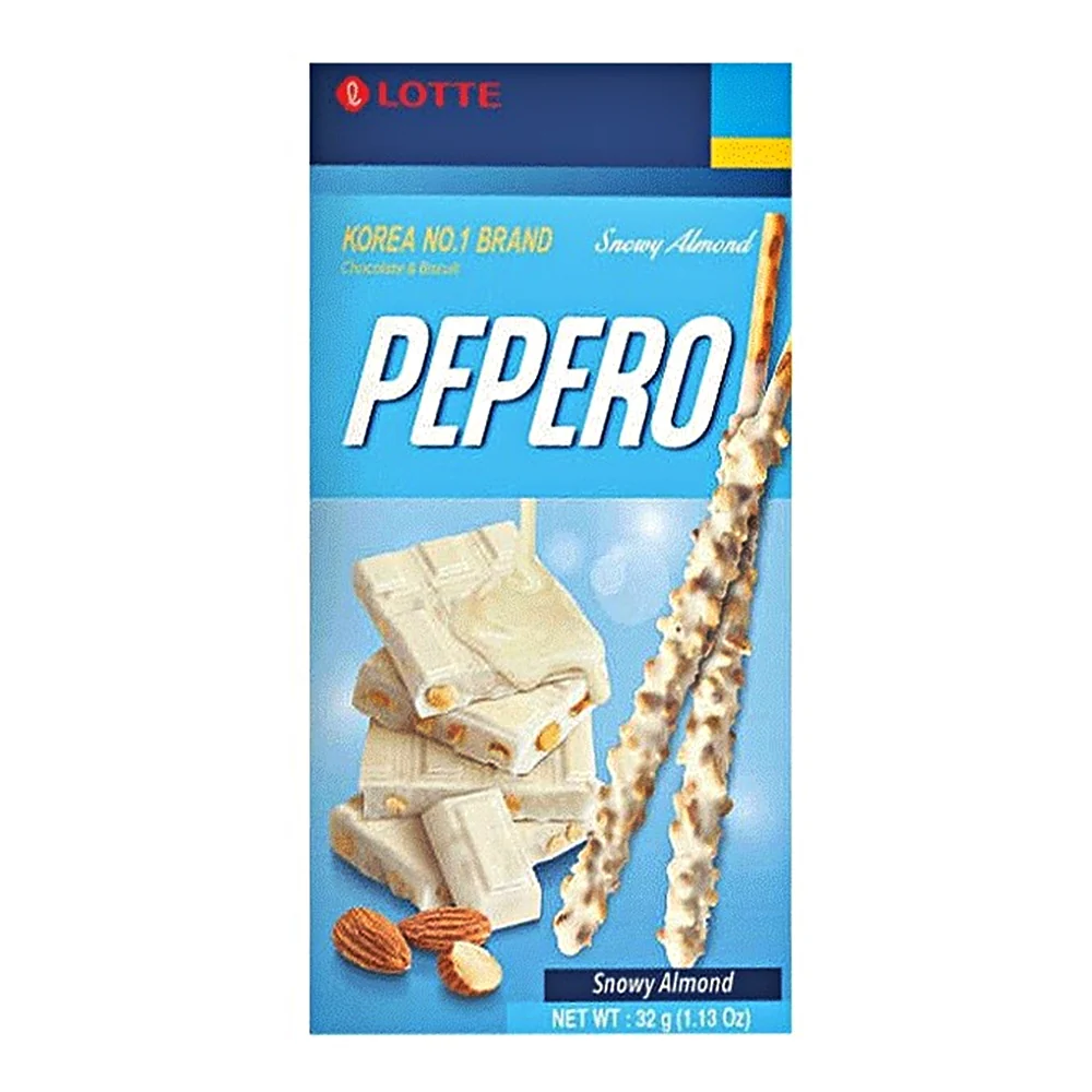 Lotte Pepero Snowy Almond 1.13oz, 롯데 빼빼로 스노우 아몬드 32g
