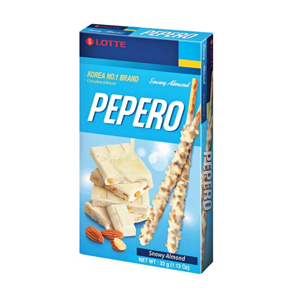 Lotte Pepero Snowy Almond 1.13oz, 롯데 빼빼로 스노우 아몬드 32g - Image 2