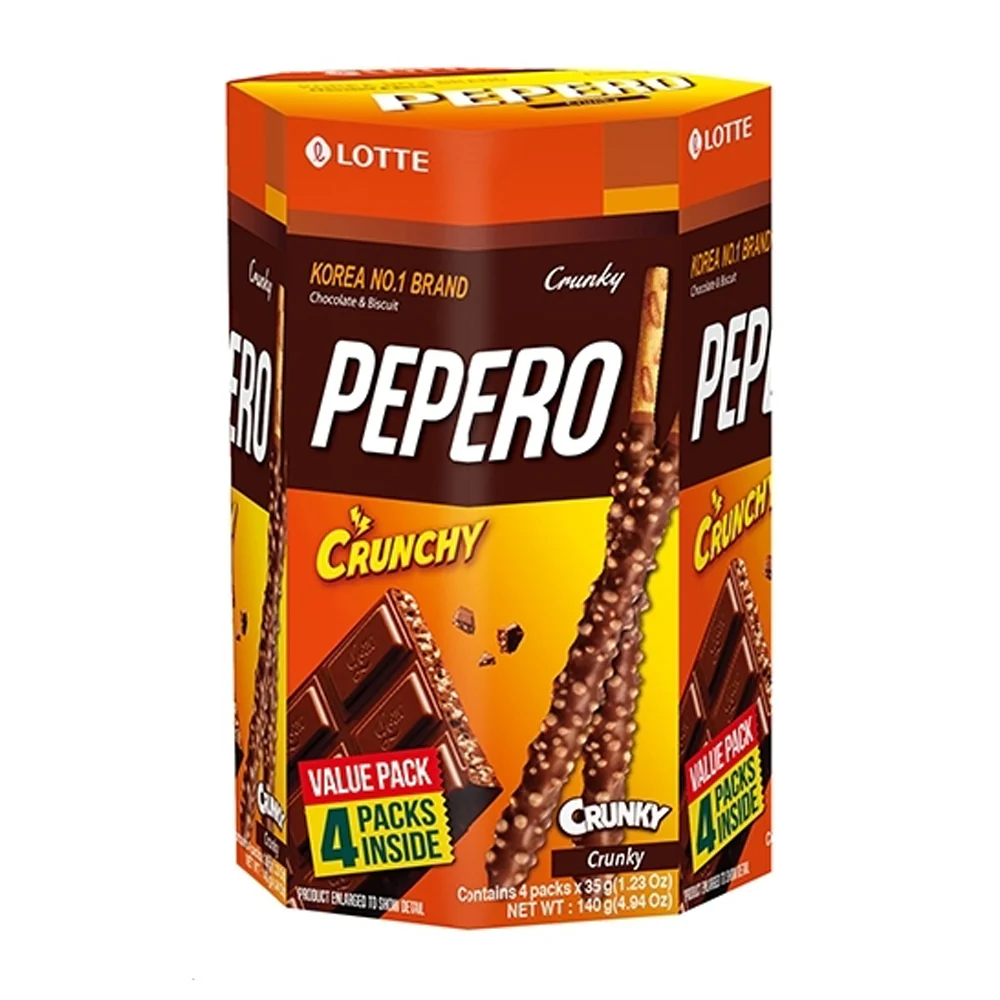 Lotte Pepero Crunky Value Pack 4.94oz, 롯데 빼빼로 크런치 멀티 140g - Image 2