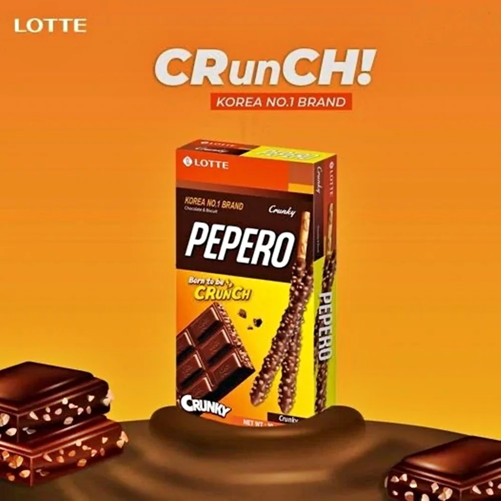 Lotte Pepero Crunky 1.38oz, 롯데 빼빼로 크런키 39g - Image 5