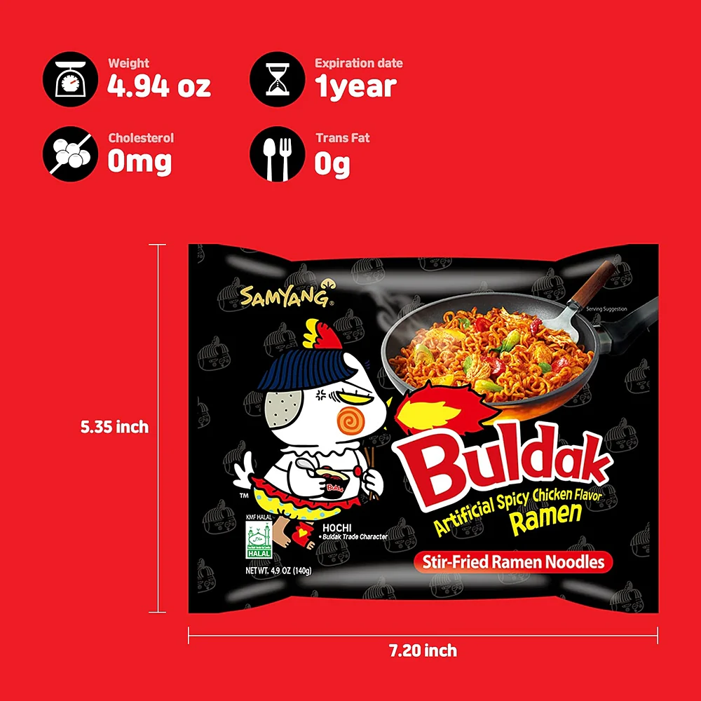 Samyang Buldak Ramen Original 4.94oz x 5, 삼양 불닭볶음면 140g x 5 - Image 6