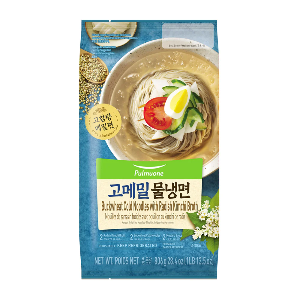 [Mega Fresh] Pulmuone Buckwheat Cold Noodles with Radish Kimchi Broth 28.4 oz, 풀무원 고메밀 물냉면 2인분 806g