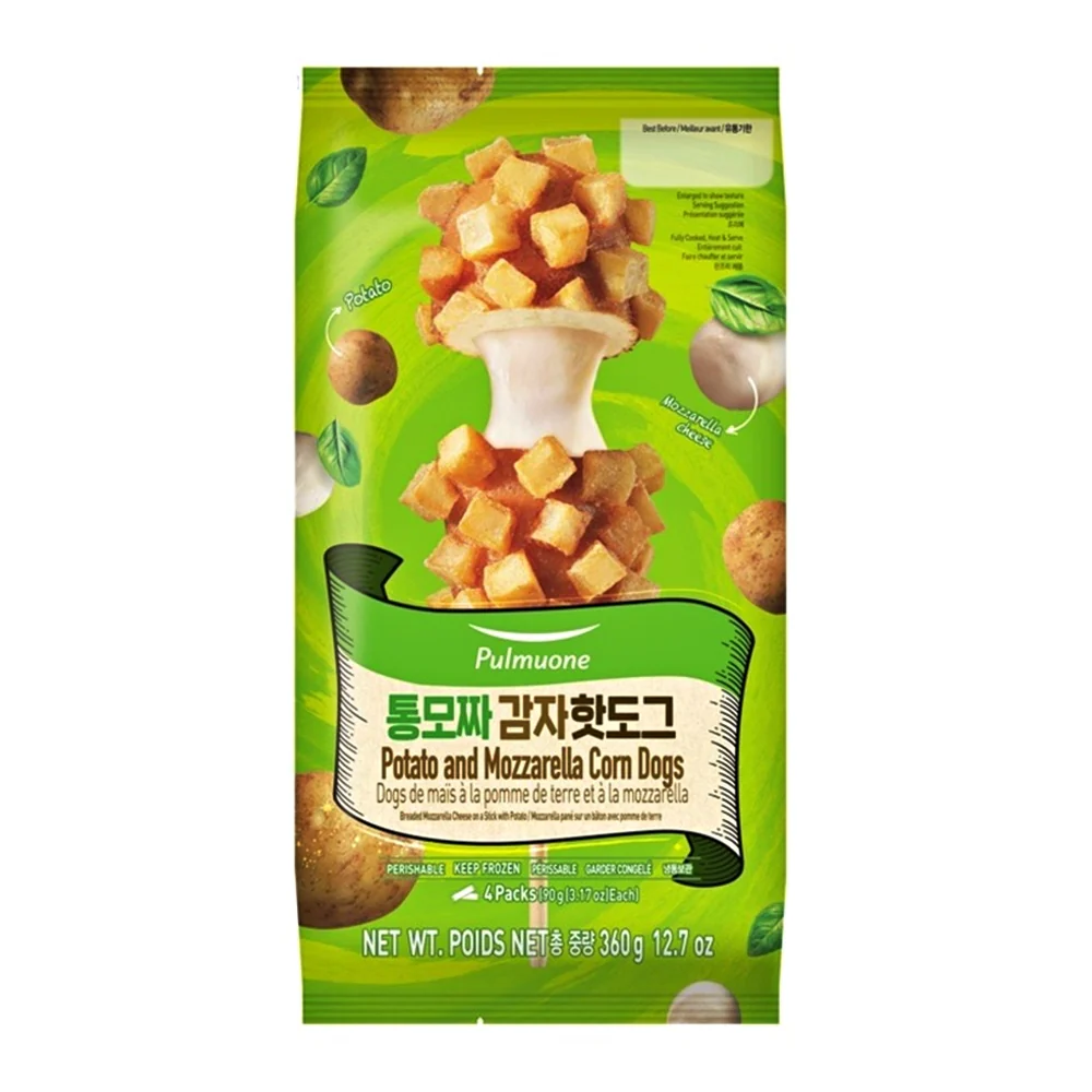 [Local Only] Pulmuone Potato & Mozzarella Corn Dogs 3.17oz x 4, 풀무원 통모짜 감자 핫도그 90g x 4