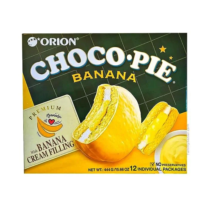 Orion Choco Pie Banana 12pcs, 오리온 초코파이 바나나 444g