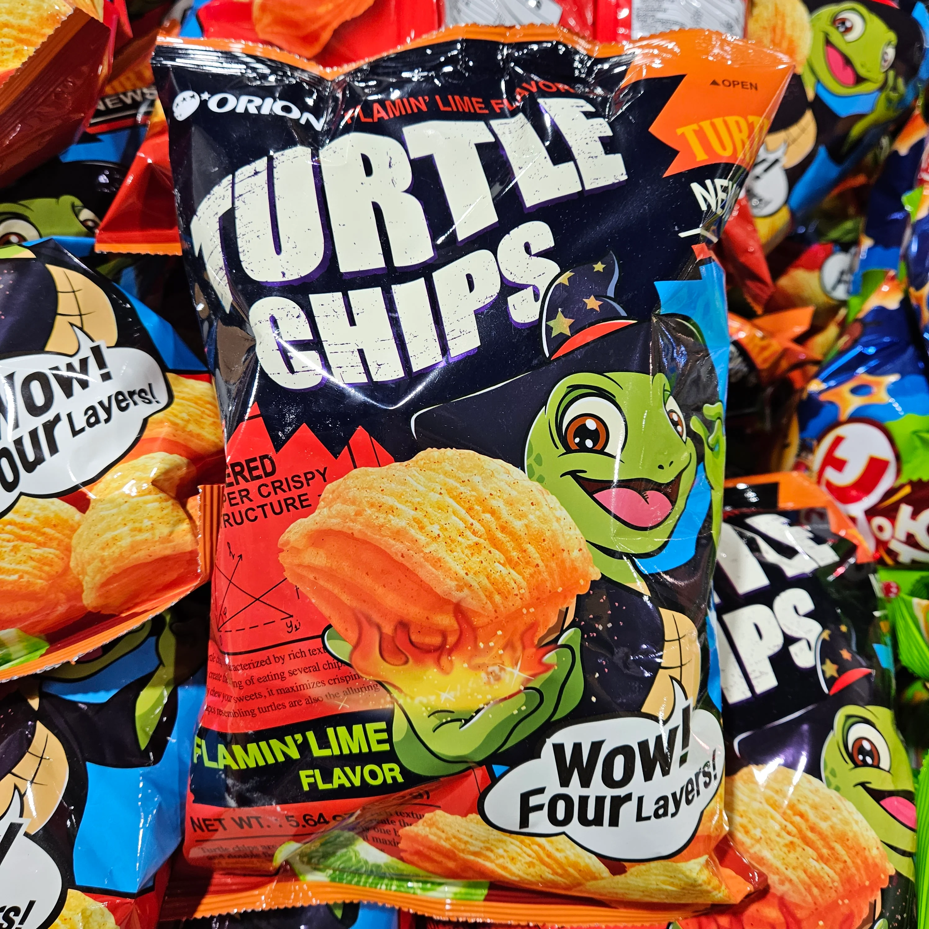 ORION TURTLE CHIP FLAMIN CHILLI LIME 160g, 오리온 꼬북칩 칠리라임 160g