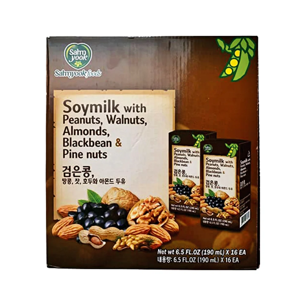 Sahmyook Soymilk with Black Bean Box 6.5fl.oz x16, 삼육 검은콩 두유 190ml x 16