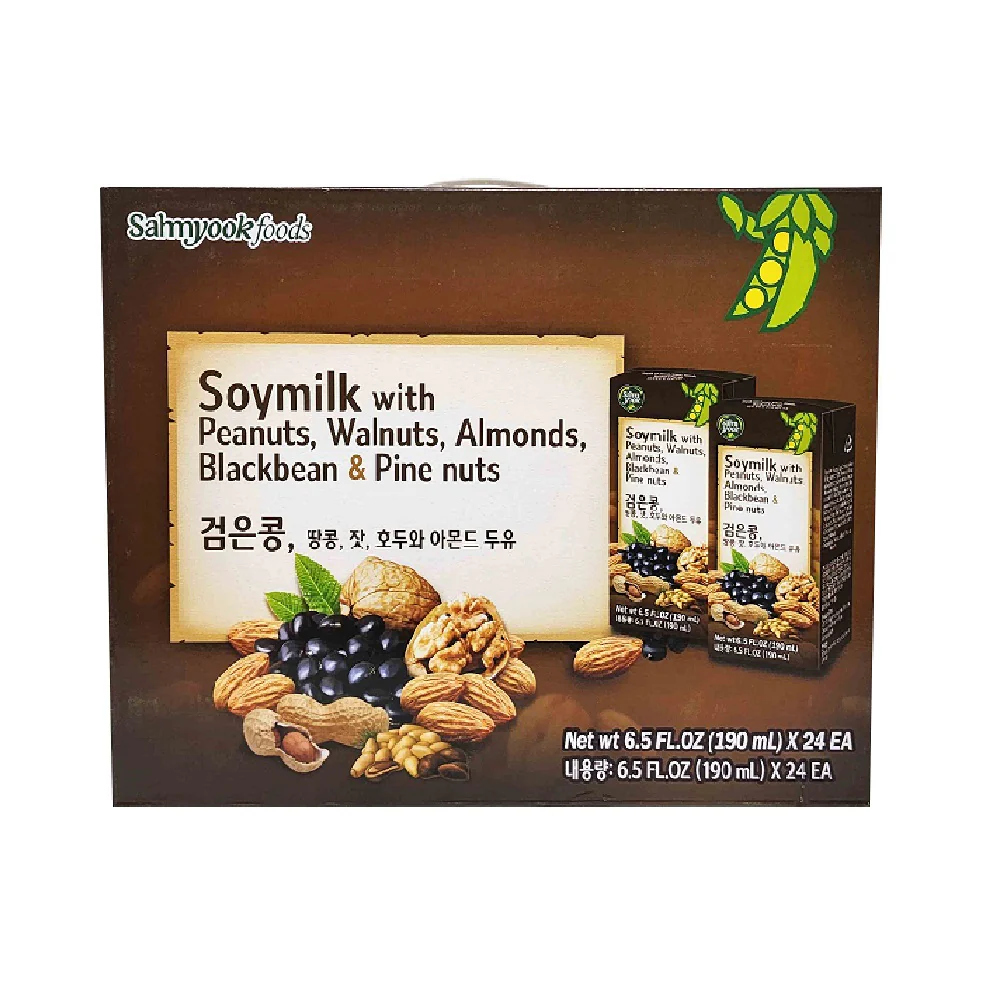 Sahm Yook Soy Milk Walnut/almond 6.5 FL Oz x 24pack, 삼육 검은콩 아몬드 두유 190ml x 24pack